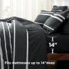 imageBedsure Queen Comforter Set 7 Pieces Grey Striped Bedding Set for All Seasons Reversible Cationic Dyeing Bed in a Bag with Comforter Sheets Pillowcases ampamp Shams07  Black