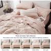 imageBedsure Queen Comforter Set 7 Pieces Grey Striped Bedding Set for All Seasons Reversible Cationic Dyeing Bed in a Bag with Comforter Sheets Pillowcases ampamp Shams16  Dusty Pink