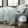 imageBedsure Queen Comforter Set 7 Pieces Grey Striped Bedding Set for All Seasons Reversible Cationic Dyeing Bed in a Bag with Comforter Sheets Pillowcases ampamp Shams03  Sage Green