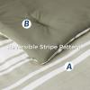 imageBedsure Queen Comforter Set 7 Pieces Grey Striped Bedding Set for All Seasons Reversible Cationic Dyeing Bed in a Bag with Comforter Sheets Pillowcases ampamp Shams04  Olive Green