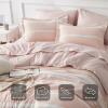 imageBedsure Queen Comforter Set 7 Pieces Grey Striped Bedding Set for All Seasons Reversible Cationic Dyeing Bed in a Bag with Comforter Sheets Pillowcases ampamp Shams15  Light Pink