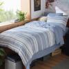 imageBedsure Queen Comforter Set 7 Pieces Grey Striped Bedding Set for All Seasons Reversible Cationic Dyeing Bed in a Bag with Comforter Sheets Pillowcases ampamp Shams02  Blue