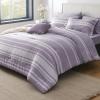 imageBedsure Queen Comforter Set 7 Pieces Grey Striped Bedding Set for All Seasons Reversible Cationic Dyeing Bed in a Bag with Comforter Sheets Pillowcases ampamp Shams09  Purple