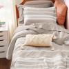 imageBedsure Queen Comforter Set 7 Pieces Grey Striped Bedding Set for All Seasons Reversible Cationic Dyeing Bed in a Bag with Comforter Sheets Pillowcases ampamp Shams11  Light Camel