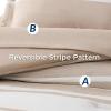 imageBedsure Queen Comforter Set 7 Pieces Grey Striped Bedding Set for All Seasons Reversible Cationic Dyeing Bed in a Bag with Comforter Sheets Pillowcases ampamp Shams11  Light Camel