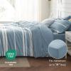 imageBedsure Queen Comforter Set 7 Pieces Grey Striped Bedding Set for All Seasons Reversible Cationic Dyeing Bed in a Bag with Comforter Sheets Pillowcases ampamp Shams13  Grey Blue