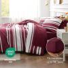 imageBedsure Queen Comforter Set 7 Pieces Grey Striped Bedding Set for All Seasons Reversible Cationic Dyeing Bed in a Bag with Comforter Sheets Pillowcases ampamp Shams10  Burgundy