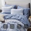 imageBedsure Queen Comforter Set 7 Pieces Grey Striped Bedding Set for All Seasons Reversible Cationic Dyeing Bed in a Bag with Comforter Sheets Pillowcases ampamp Shams02  Blue