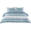 imageBedsure Queen Comforter Set 7 Pieces Grey Striped Bedding Set for All Seasons Reversible Cationic Dyeing Bed in a Bag with Comforter Sheets Pillowcases ampamp Shams13  Grey Blue