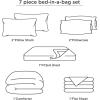 imageBedsure Queen Comforter Set 7 Pieces Grey Striped Bedding Set for All Seasons Reversible Cationic Dyeing Bed in a Bag with Comforter Sheets Pillowcases ampamp Shams16  Dusty Pink