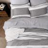 imageBedsure Queen Comforter Set 7 Pieces Grey Striped Bedding Set for All Seasons Reversible Cationic Dyeing Bed in a Bag with Comforter Sheets Pillowcases ampamp Shams20  Frost Grey