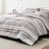 imageBedsure Queen Comforter Set 7 Pieces Grey Striped Bedding Set for All Seasons Reversible Cationic Dyeing Bed in a Bag with Comforter Sheets Pillowcases ampamp Shams14  Taupe