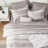 imageBedsure Queen Comforter Set 7 Pieces Grey Striped Bedding Set for All Seasons Reversible Cationic Dyeing Bed in a Bag with Comforter Sheets Pillowcases ampamp Shams14  Taupe