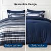 imageBedsure Queen Comforter Set 7 Pieces Grey Striped Bedding Set for All Seasons Reversible Cationic Dyeing Bed in a Bag with Comforter Sheets Pillowcases ampamp Shams05  Navy