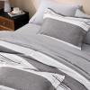 imageBedsure Queen Comforter Set 7 Pieces Grey Striped Bedding Set for All Seasons Reversible Cationic Dyeing Bed in a Bag with Comforter Sheets Pillowcases ampamp Shams20  Frost Grey