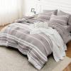 imageBedsure Queen Comforter Set 7 Pieces Grey Striped Bedding Set for All Seasons Reversible Cationic Dyeing Bed in a Bag with Comforter Sheets Pillowcases ampamp Shams14  Taupe