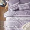 imageBedsure Queen Comforter Set 7 Pieces Grey Striped Bedding Set for All Seasons Reversible Cationic Dyeing Bed in a Bag with Comforter Sheets Pillowcases ampamp Shams09  Purple