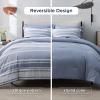 imageBedsure Queen Comforter Set 7 Pieces Grey Striped Bedding Set for All Seasons Reversible Cationic Dyeing Bed in a Bag with Comforter Sheets Pillowcases ampamp Shams02  Blue