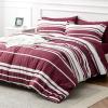 imageBedsure Queen Comforter Set 7 Pieces Grey Striped Bedding Set for All Seasons Reversible Cationic Dyeing Bed in a Bag with Comforter Sheets Pillowcases ampamp Shams10  Burgundy