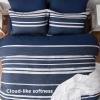 imageBedsure Queen Comforter Set 7 Pieces Grey Striped Bedding Set for All Seasons Reversible Cationic Dyeing Bed in a Bag with Comforter Sheets Pillowcases ampamp Shams05  Navy