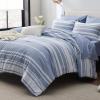 imageBedsure Queen Comforter Set 7 Pieces Grey Striped Bedding Set for All Seasons Reversible Cationic Dyeing Bed in a Bag with Comforter Sheets Pillowcases ampamp Shams02  Blue