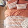 imageBedsure Queen Comforter Set 7 Pieces Grey Striped Bedding Set for All Seasons Reversible Cationic Dyeing Bed in a Bag with Comforter Sheets Pillowcases ampamp Shams12  Burnt Orange