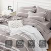imageBedsure Queen Comforter Set 7 Pieces Grey Striped Bedding Set for All Seasons Reversible Cationic Dyeing Bed in a Bag with Comforter Sheets Pillowcases ampamp Shams14  Taupe