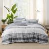 imageBedsure Queen Comforter Set 7 Pieces Grey Striped Bedding Set for All Seasons Reversible Cationic Dyeing Bed in a Bag with Comforter Sheets Pillowcases ampamp Shams21  Dark Grey