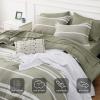 imageBedsure Queen Comforter Set 7 Pieces Grey Striped Bedding Set for All Seasons Reversible Cationic Dyeing Bed in a Bag with Comforter Sheets Pillowcases ampamp Shams04  Olive Green