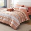 imageBedsure Queen Comforter Set 7 Pieces Grey Striped Bedding Set for All Seasons Reversible Cationic Dyeing Bed in a Bag with Comforter Sheets Pillowcases ampamp Shams12  Burnt Orange