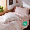 imageBedsure Queen Comforter Set 7 Pieces Grey Striped Bedding Set for All Seasons Reversible Cationic Dyeing Bed in a Bag with Comforter Sheets Pillowcases ampamp Shams15  Light Pink