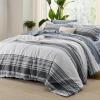 imageBedsure Queen Comforter Set 7 Pieces Grey Striped Bedding Set for All Seasons Reversible Cationic Dyeing Bed in a Bag with Comforter Sheets Pillowcases ampamp Shams21  Dark Grey