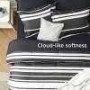 imageBedsure Queen Comforter Set 7 Pieces Grey Striped Bedding Set for All Seasons Reversible Cationic Dyeing Bed in a Bag with Comforter Sheets Pillowcases ampamp Shams07  Black