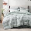 imageBedsure Queen Comforter Set 7 Pieces Grey Striped Bedding Set for All Seasons Reversible Cationic Dyeing Bed in a Bag with Comforter Sheets Pillowcases ampamp Shams03  Sage Green