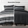 imageBedsure Queen Comforter Set 7 Pieces Grey Striped Bedding Set for All Seasons Reversible Cationic Dyeing Bed in a Bag with Comforter Sheets Pillowcases ampamp Shams07  Black