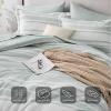 imageBedsure Queen Comforter Set 7 Pieces Grey Striped Bedding Set for All Seasons Reversible Cationic Dyeing Bed in a Bag with Comforter Sheets Pillowcases ampamp Shams03  Sage Green