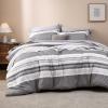 imageBedsure Queen Comforter Set 7 Pieces Grey Striped Bedding Set for All Seasons Reversible Cationic Dyeing Bed in a Bag with Comforter Sheets Pillowcases ampamp Shams20  Frost Grey