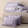 imageBedsure Queen Comforter Set 7 Pieces Grey Striped Bedding Set for All Seasons Reversible Cationic Dyeing Bed in a Bag with Comforter Sheets Pillowcases ampamp Shams09  Purple