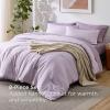 imageBedsure Queen Comforter Set Beige 8 Pieces Prewashed Queen Size Bed in a Bag with Soft Fleece Bed Blanket Down Alternative Bedding Set for All Seasons Sheets Pillowcases ampamp ShamsGrayish Purple