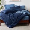 imageBedsure Queen Comforter Set Beige 8 Pieces Prewashed Queen Size Bed in a Bag with Soft Fleece Bed Blanket Down Alternative Bedding Set for All Seasons Sheets Pillowcases ampamp ShamsNavy Blue