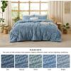 imageBedsure Queen Comforter Set Pink Boho Tufted Bed Set 3D Puffy Jacquard Bedding Queen Size 3 Pieces 1 Farmhouse Shabby Chic Embroidery Comforter with Bow Pattern ampamp 2 Pillow Cases05  Mineral Blue  Arch Jacquard