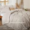 imageBedsure Queen Comforter Set Pink Boho Tufted Bed Set 3D Puffy Jacquard Bedding Queen Size 3 Pieces 1 Farmhouse Shabby Chic Embroidery Comforter with Bow Pattern ampamp 2 Pillow Cases01  Beige  Arch Jacquard