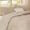 imageBedsure Queen Comforter Set Pink Boho Tufted Bed Set 3D Puffy Jacquard Bedding Queen Size 3 Pieces 1 Farmhouse Shabby Chic Embroidery Comforter with Bow Pattern ampamp 2 Pillow Cases03  Khaki  Arch Jacquard