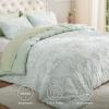 imageBedsure Queen Comforter Set Pink Boho Tufted Bed Set 3D Puffy Jacquard Bedding Queen Size 3 Pieces 1 Farmhouse Shabby Chic Embroidery Comforter with Bow Pattern ampamp 2 Pillow Cases07  Sage Green  Bow