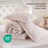 imageBedsure Queen Comforter Set Pink Boho Tufted Bed Set 3D Puffy Jacquard Bedding Queen Size 3 Pieces 1 Farmhouse Shabby Chic Embroidery Comforter with Bow Pattern ampamp 2 Pillow Cases06  Pink  Bow