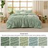 imageBedsure Queen Comforter Set Pink Boho Tufted Bed Set 3D Puffy Jacquard Bedding Queen Size 3 Pieces 1 Farmhouse Shabby Chic Embroidery Comforter with Bow Pattern ampamp 2 Pillow Cases04  Sage Green  Arch Jacquard