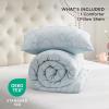 imageBedsure Queen Comforter Set Pink Boho Tufted Bed Set 3D Puffy Jacquard Bedding Queen Size 3 Pieces 1 Farmhouse Shabby Chic Embroidery Comforter with Bow Pattern ampamp 2 Pillow Cases08  Dusty Blue  Bow
