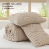 imageBedsure Queen Comforter Set Pink Boho Tufted Bed Set 3D Puffy Jacquard Bedding Queen Size 3 Pieces 1 Farmhouse Shabby Chic Embroidery Comforter with Bow Pattern ampamp 2 Pillow Cases03  Khaki  Arch Jacquard