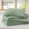 imageBedsure Queen Comforter Set Pink Boho Tufted Bed Set 3D Puffy Jacquard Bedding Queen Size 3 Pieces 1 Farmhouse Shabby Chic Embroidery Comforter with Bow Pattern ampamp 2 Pillow Cases04  Sage Green  Arch Jacquard