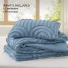 imageBedsure Queen Comforter Set Pink Boho Tufted Bed Set 3D Puffy Jacquard Bedding Queen Size 3 Pieces 1 Farmhouse Shabby Chic Embroidery Comforter with Bow Pattern ampamp 2 Pillow Cases05  Mineral Blue  Arch Jacquard